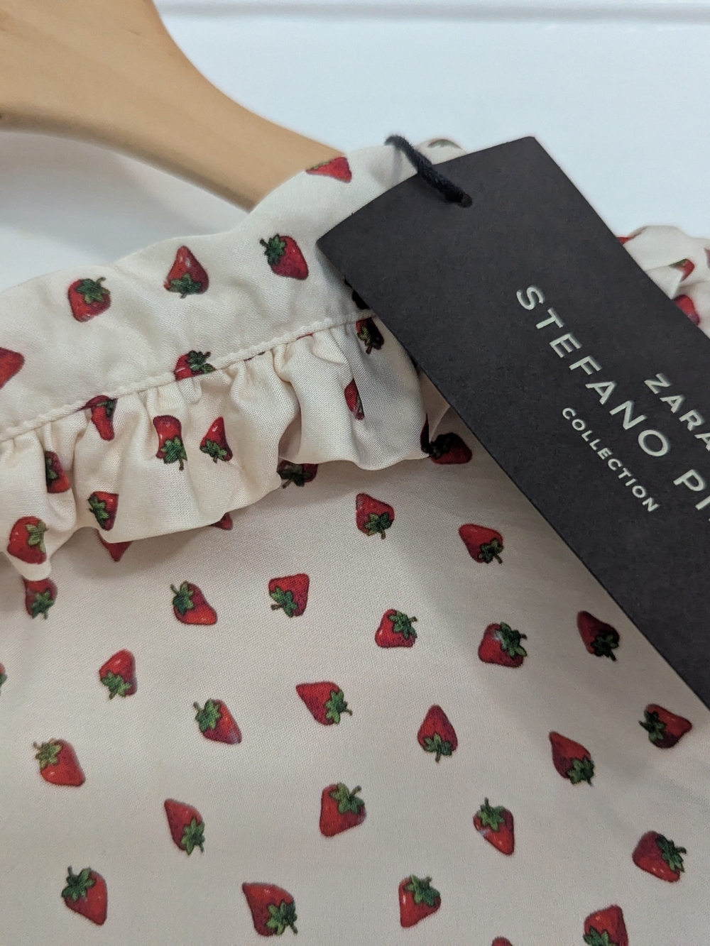 Zara & Stefano Pilati Collection Strawberry Print Silk Top - Cream & Red